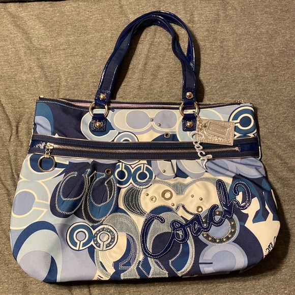 Coach Handbags - Coach Poppy Appliqué Glam Denim Tote